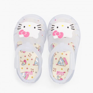 Sandálias de borracha Hello Kitty fecho aderente Branco