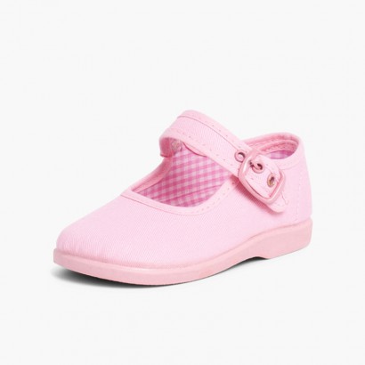 Sapatos Merceditas de Lona para Meninas Rosa
