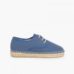 Sapatos Blucher de Lona com sola Alpargata Azul