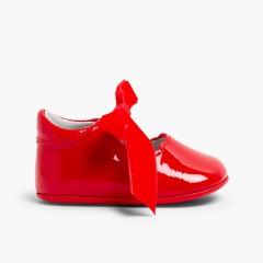 Sapatos Merceditas Bebé Verniz Laço Veludo Vermelho