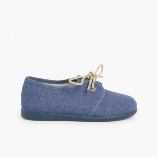 Sapatos Blucher Menino Lona Azul
