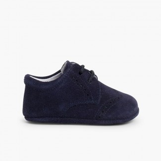 Sapatos Bebé de Camurça tipo Blucher Azul-marinho